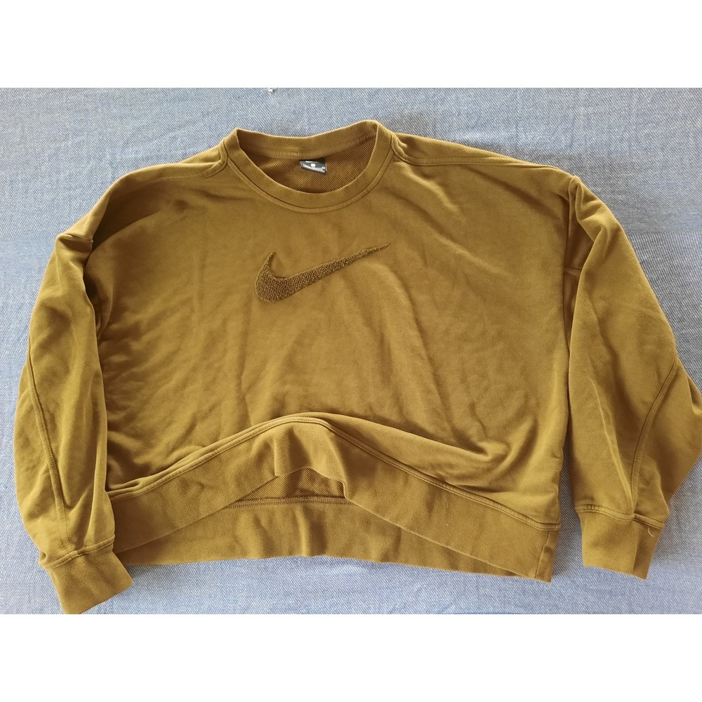 Nike Sportswear Essential Women Fleece Crewneck Sweatshirt Mustard DJ0774-368 XL